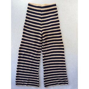 Anthropologie Flat White Navy Cream Striped Knit Pants Womens‎ Small Preppy Chic